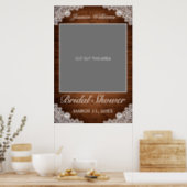 Rustic Wood & White Lace Bridal Shower Photo Prop Poster (Kitchen)