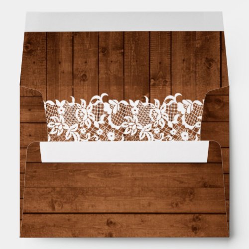 Rustic Wood  White Lace Custom Envelope