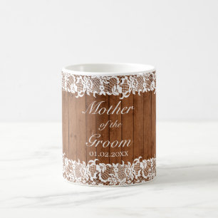 Rustic Wood & White Lace Parent Wedding Coffee Mug
