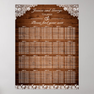 Rustic Wood & White Lace Seating Chart 20 Tables