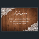 Rustic Wood & White Lace Wedding Advice Card<br><div class="desc">Wedding advice card. Rustic style with wood planks background and white lace decor. More items are available in this style in our store. You can edit the design further,  change colors,  fonts and add extra text by clicking "customize further" link.</div>