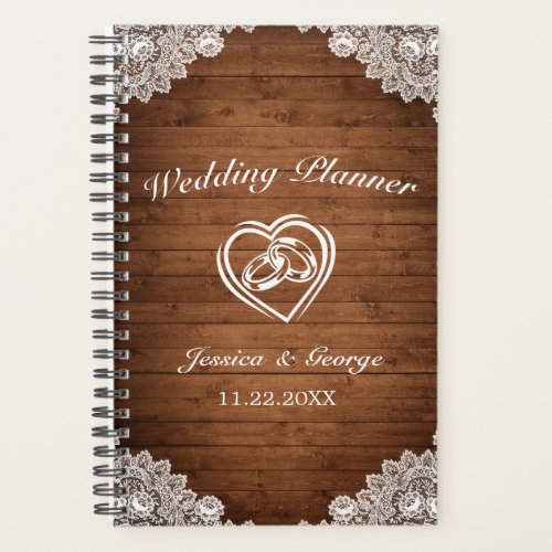 Rustic Wood & White Lace Wedding Planner
