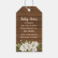 Rustic Wood White Neutral Baby Shower Bottle Favor Gift Tags