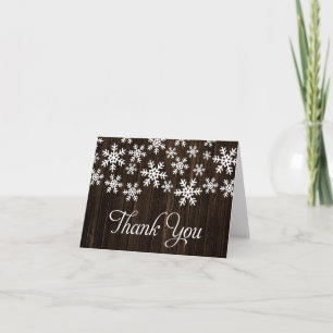 Rustic Wood White Snowflake Thank You