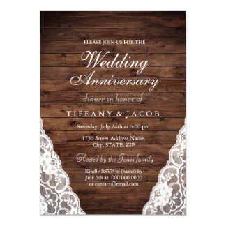 Rustic Wood White Wedding Anniversary Invite
