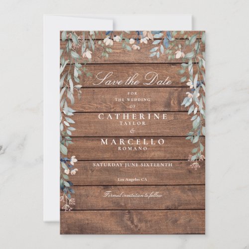 Rustic Wood Wildflowers Floral Photo Wedding Save The Date