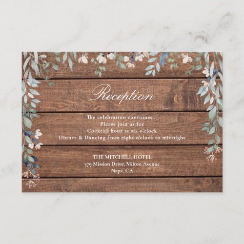 Rustic Wood Wildflowers Floral Wedding Reception Enclosure Card