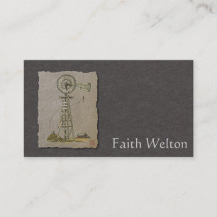 Rustic Wood Windmill Business Card