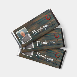 Rustic Wood Wine Glass 60th Birthday Photo Hershey Bar Favors