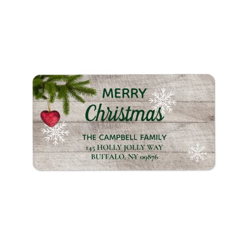 Rustic Wood Winter Evergreen Christmas Label
