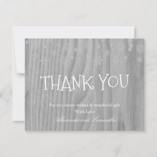 Rustic Wood Winter Snowflake Thank You Card