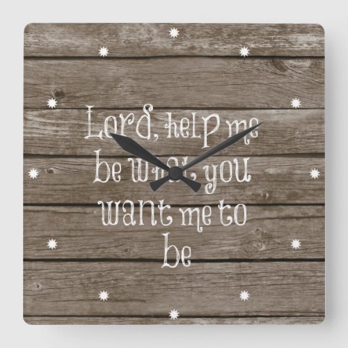Rustic Wood with Christian Quote Square Wall Clock