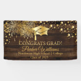 Schwarz-goldenes Stern-Banner 'Congrats' – Deko-Banner Für Glückwünsche & Feiern