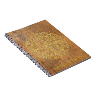 RUSTIC WOOD WITH GOLDEN MANDALA - NAME NOTEBOOK