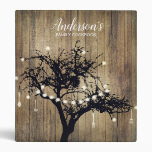 Rustic Wood with Lighted Tree Family Recipe Binder