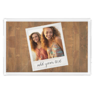 Rustic Wood with Square Photo Frame Acrylic Tray