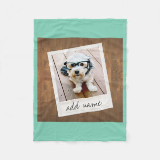 Rustic Wood with Square Photo Frame Fleece Blanket