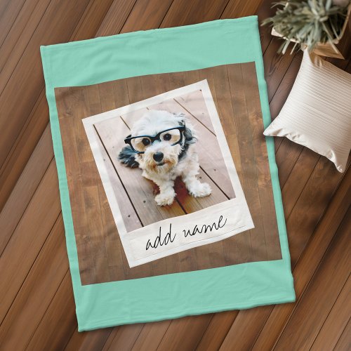 Rustic Wood with Square Photo Frame Fleece Blanket