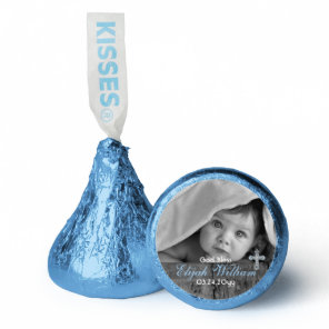 Rustic Wood with Vintage Cross Baptism Photo  Hershey®'s Kisses®