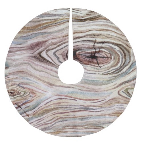 Rustic Wood Wooden Tree Grain Country Brushed Polyester Tree Skirt