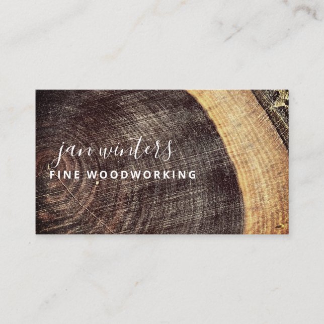 Rustic Wood Woodworker  Business Card (Front)
