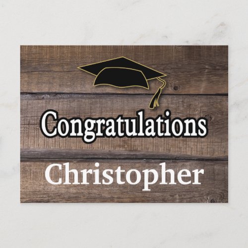 Rustic Wood Words of Advice Graduation Postcard