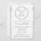 Rustic Wood Wreath Bridal Shower Brunch Invitation (Front)