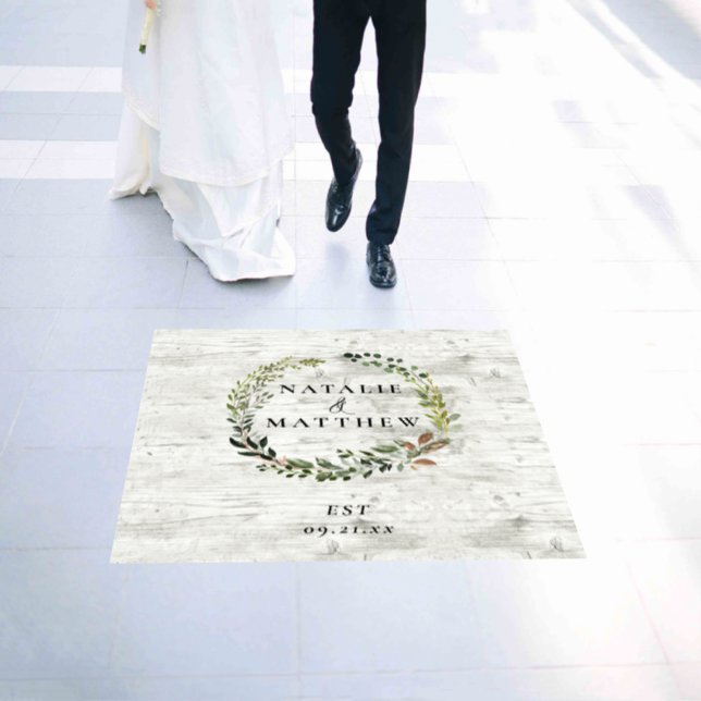 Rustic wood wreath fall winter wedding party  floor decals (Wedding)