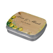 Rustic Wood Yellow Floral Butterfly Wedding Candy Tin at Zazzle
