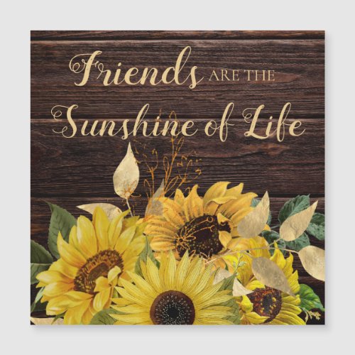 Rustic Wood Yellow Sunflowers Friends Sunshine