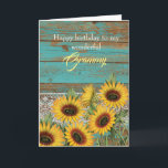 Rustic Wood Yellow Sunflowers Grammy Birthday Card<br><div class="desc">A rustic teal wood,  lace and yellow sunflowers for my grammy birthday card. The inside card message can be personalized if wanted. The back has a wood and sunflower design. Please see all photos. This pretty rustic grammy greeting card would make a wonderful keepsake for her.</div>