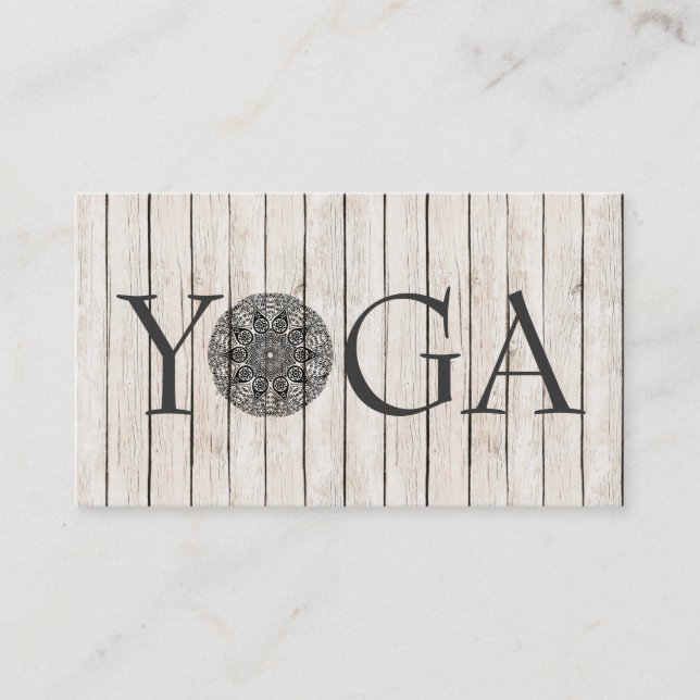 Rustic Wood Yoga Instructor Business Card (Front)
