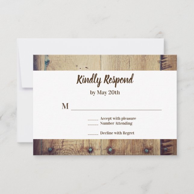Rustic Wood You and Me Wedding RSVP (Front)
