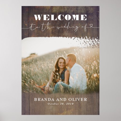 Rustic Wood Your Photo Wedding Welcome Sign