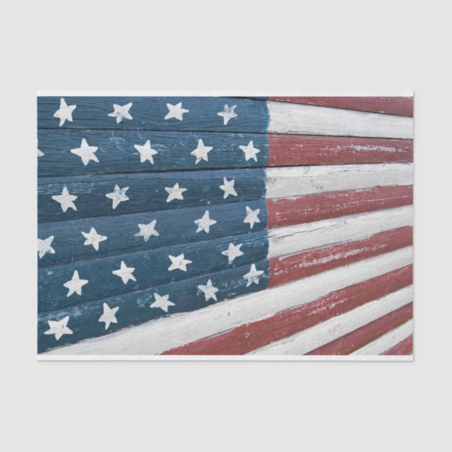 Rustic Wooden American Flag Tissue Paper (Front)
