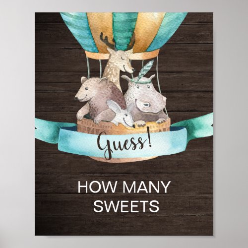 Rustic Wooden  Animals How Many Sweets Game Poster