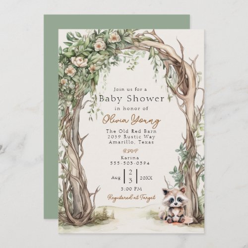 Rustic Wooden Arch Baby Shower Invitation