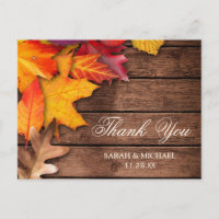 Rustic Wooden Autumn Maple Thanksgiving Thank You