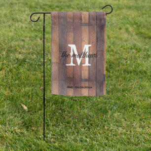 Rustic Wooden Barn Name Country Monogrammed  Garden Flag