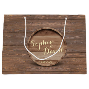 Rustic Wooden Barrel Wedding Custom Favor Bag