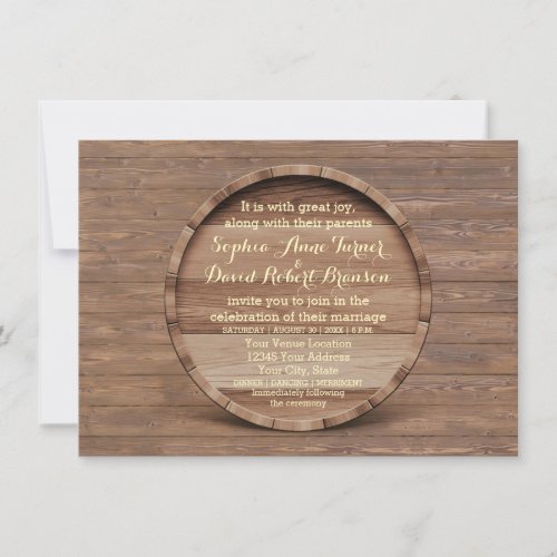 Rustic Wooden Barrel Wedding Invitation