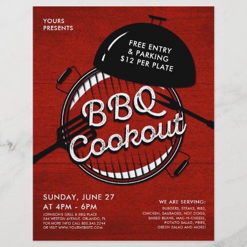 Rustic Wooden BBQ Grill Cookout Event Flyer