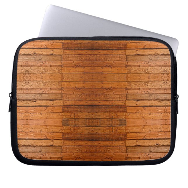 Rustic Wooden Boards Photo-sampled Art Laptop Sleeve (Front)