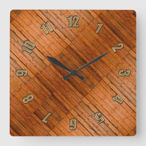 Rustic Wooden Boards Photo_sampled Art Square Wall Clock