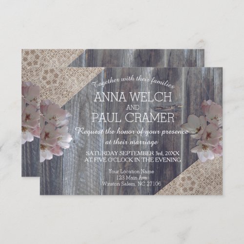 Rustic Wooden Bohemian Floral Pallet Wedding Card