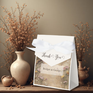 Rustic Wooden Bohemian Floral Wedding Favor Boxes