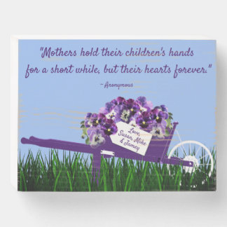 Rustic Wooden Box Sign for Mothers Pansies