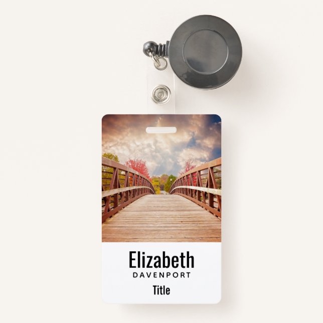  Rustic Wooden Bridge in the Country Badge (Front with Retractable)