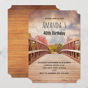 Rustic Wooden Bridge in the Country Birthday Invitation