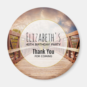 Rustic Wooden Bridge in the Country Birthday Magnet